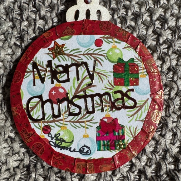 A set of 4 new unique handmade 3x3” wooden Christmas tree hanging ornaments $40 - Picture 7 of 13